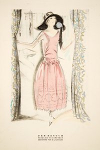 Der Besuch", Teklänning av Gunther, ur Styl, utg.1922 (pochoirtryck) av German School