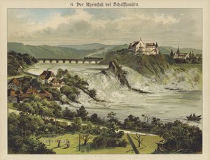 Rhenfallen nära Schaffhausen (färg litho) av German School