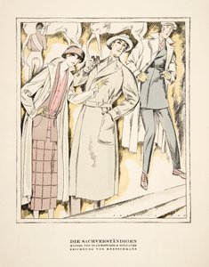 "Die Sachverständigen", reklam för kappor av Stawropulos  Moldauer, ur Styl, utg.1922 (pochoirtryck) av German School