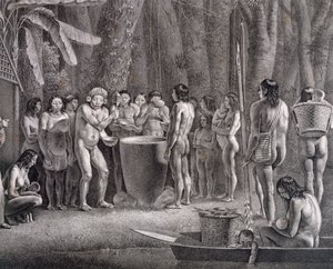Coroados-stammens dryckesfest, ca 1835-50 av German School