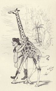 Berusad i Transvaal fördes hem av en giraff (litho) av German School