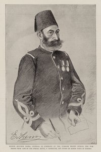 Edhem Moushir Pasha, befälhavare över de turkiska trupperna under kriget (litho) av German School