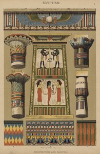 Egyptiska, arkitektur och måleri (färg litho) av German School