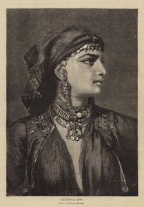 Egyptisk flicka (gravyr) av German School