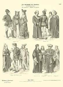 Engelska och franska dräkter, 1400-talet av German School