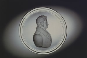 Graverat porträtt av Dominick Biemann, Böhmen, 1834 (glas) av German School