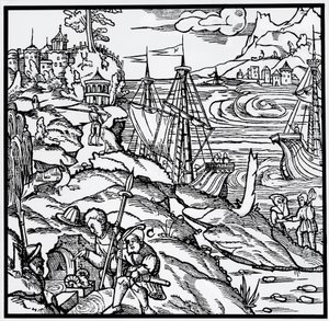 Gravyr från De re metallica (Om metallers natur), av Georg Pawer eller Georgius Agricola (1494-1555) av German School