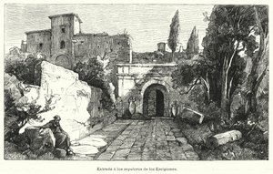 Ingången till Scipios grav, Rom (litho) av German School
