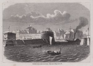 Ingång till hamnen i Le Havre, Frankrike (gravyr) av German School