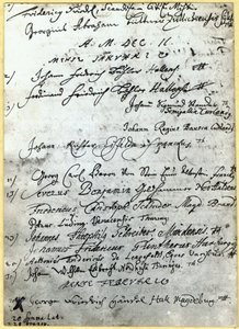Anteckning i Halle universitets register, som visar Händels namn, 1702 av German School