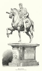 Ryttarstaty av Marcus Aurelius, romersk kejsare (gravyr) av German School
