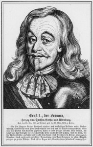 Ernst I, den fromme, hertig av Sachsen-Gotha och Altenburg (gravyr) av German School