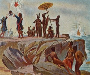 Etablering av kolonier på den afrikanska kusten. 1 januari 1683 (förstärkt färglitografi) av German School
