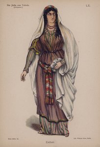 Esther, från Die Judin von Toledo (Judinnan i Toledo) av Franz Grillparzer (färg litho) av German School