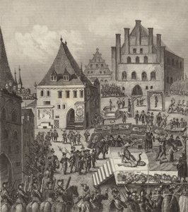 Avrättning av tjeckiska protestantiska rebellledare i Prag av German School