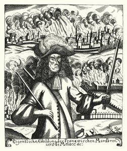 Ezechiel du Mas, Comte de Melac, fransk soldat (gravyr) av German School