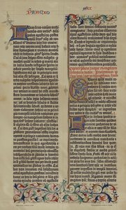 Faksimil av Johannes Gutenbergs 42-radiga latinska bibel från 1455 (färg litho) av German School