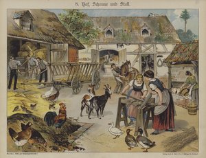 Farm (färg litho) av German School