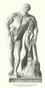 Farnese Hercules, romersk kopia av en antik grekisk staty av Lysippos (gravyr) av German School