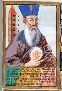 Fader Matteo Ricci (1552-1610) i mandarin kostym av German School