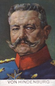 Fältmarskalk Paul von Hindenburg, befälhavare för den tyska armén under första världskriget (färglitografi) av German School