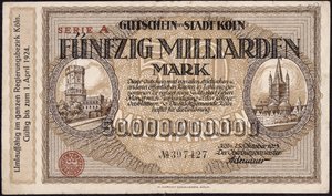 Femtio miljarder mark sedel, 1923 av German School