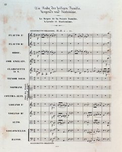 Första sidan av noten för The Flight Into Egypt, op. 25, ouvertyr av Hector Berlioz av German School