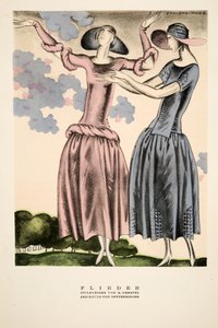 "Flieder", reklam för kläder av M. Gerstel, ur Styl, utg.1922 (pochoirtryck) av German School
