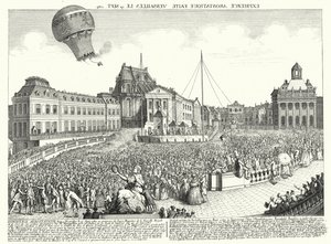 Flyg av bröderna Montgolfier ballong i Versailles av German School