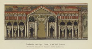 Tidigare palats av Theoderik den store, östgoternas kung, i Ravenna, Italien (färg litho) av German School