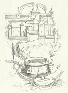 Befästningar av Carcassonne, Frankrike (gravyr) av German School