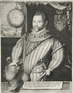 Francis Drake, pub. 1800-talet (gravyr) av German School