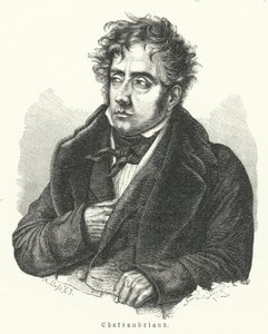 Francois-Rene de Chateaubriand, fransk romanförfattare, politiker, diplomat och historiker (litho) av German School