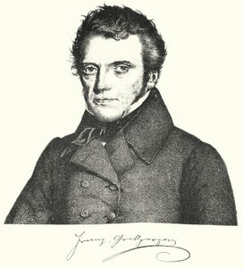 Franz Grillparzer, österrikisk dramatiker och poet (gravyr) av German School