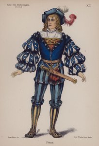 Franz, från Gotz von Berlichingen av Goethe (färg litho) av German School