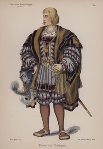 Franz von Sickingen, från Gotz von Berlichingen av Goethe (färg litho) av German School