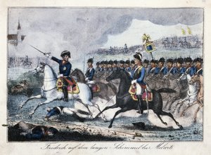 Frederik på sin hvide hest nær Molwitz swed av German School