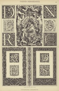 Fransk renässans, typografiska prydnader (färg litho) av German School