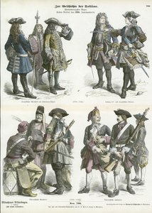 Franska och österrikiska militäruniformer, tidigt 1700-tal av German School
