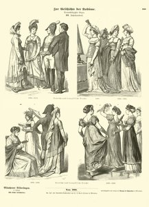 Franska och tyska dräkter, tidigt 1800-tal av German School