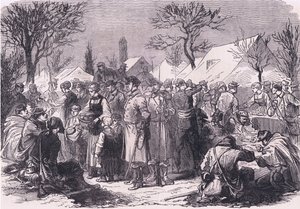 Franska flyktiga soldater i Schweiz, Cassells historia om kriget mellan Frankrike och Tyskland publicerad av Cassell and Company Limited, ca 1890 (litho) av German School