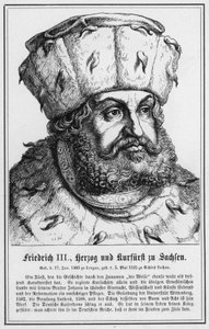 Fredrik III, hertig och kurfurste av Sachsen (gravyr) av German School