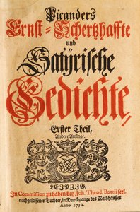 Frontispice av "Satiriska dikter" av Picander (Christian Friedrich Heinrici) av German School