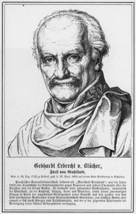 Gebhardt Lebrecht von Blucher, Prins av Wahlstadt (gravyr) av German School