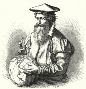 Gerardus Mercator, flamländsk geograf och kartograf (gravyr) av German School