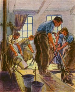 Gerber Und Farber / Garverier och färgtillverkare (färglitografi) av German School