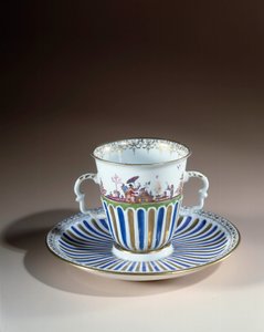 Tysk konst: Mugg med trembleuse dekor i porslin från Meissen. 1730. Paris, dekorativ konst av German School