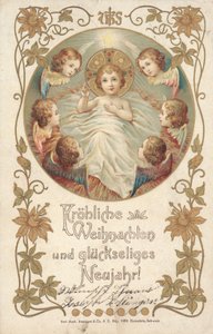 Tyskt julkort (färg litho) av German School