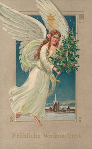 Tyskt julkort (färg litho) av German School