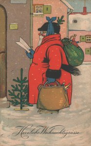 Tyskt julkort (färg litho) av German School